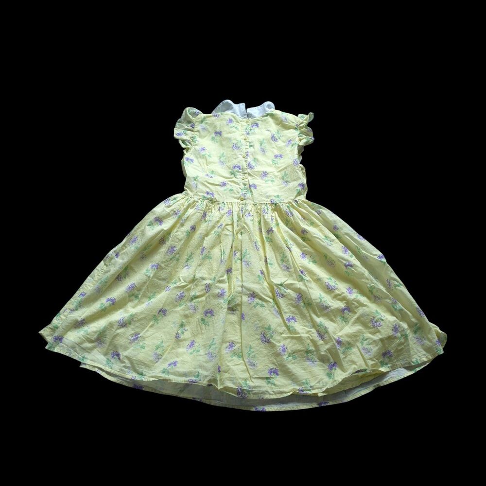 Janie & Jack Girls Floral Dress Sz 12 Light Yellow Purple Flowers NWOT